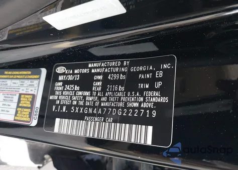 2013 Kia Optima Ex z USA, uszkodzony, nr VIN 5XXGN4A77DG222719